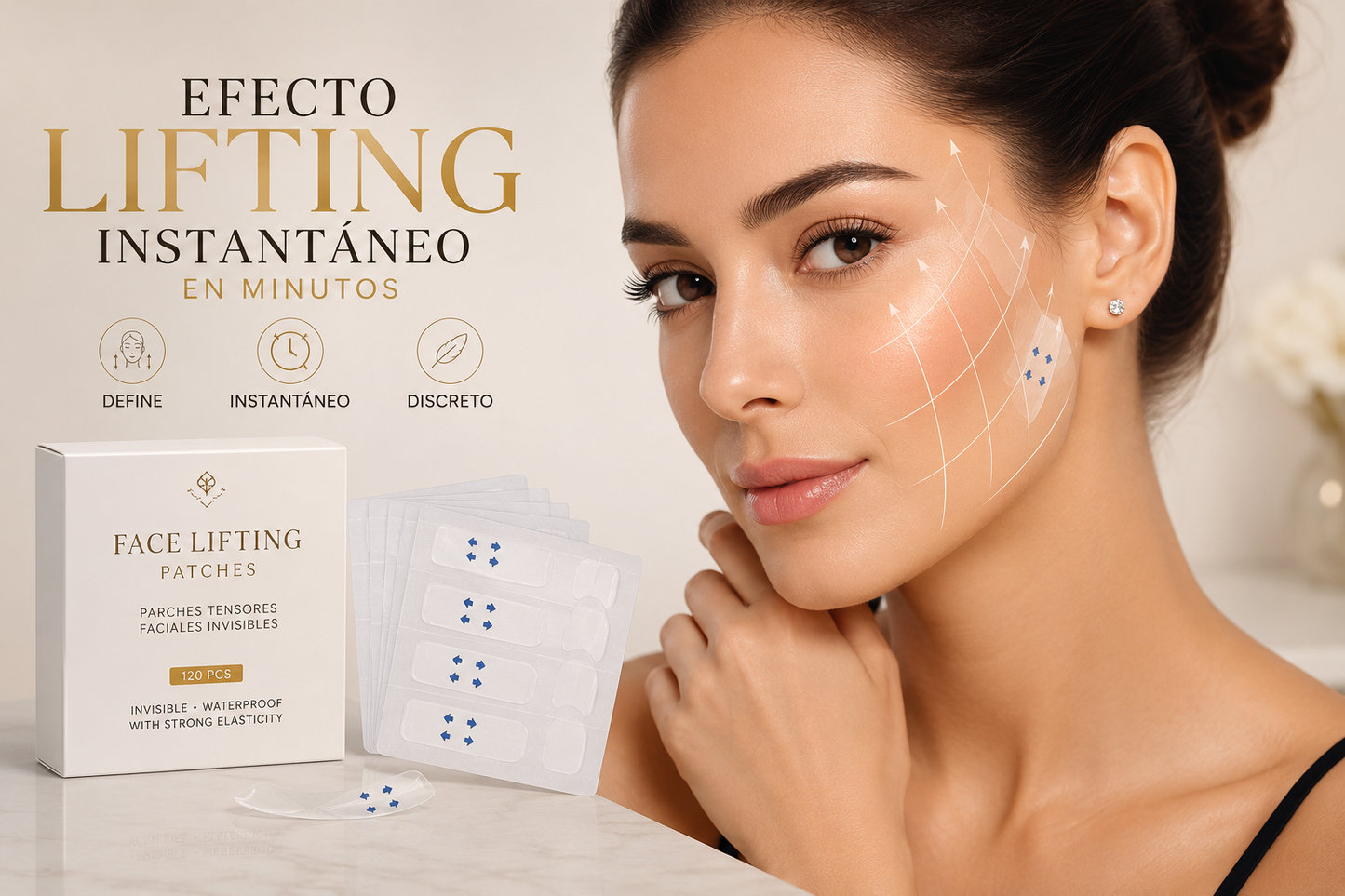 Parches Levantamiento Facial Instantáneo y Antiarrugas | 120 Tiras Impermeables