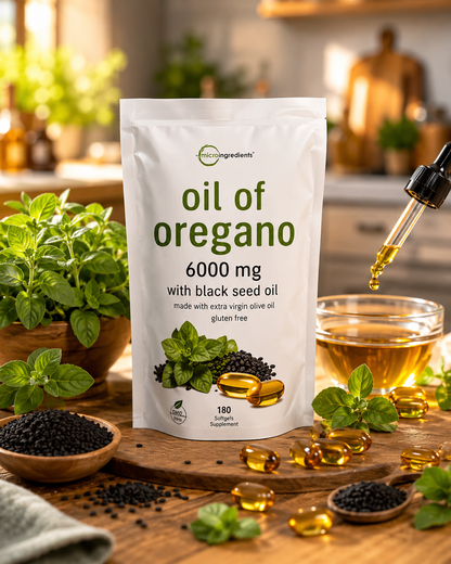 Aceite de Orégano y Semilla Negra – Energía Natural y Apoyo Inmunológico(180 Cápsulas)