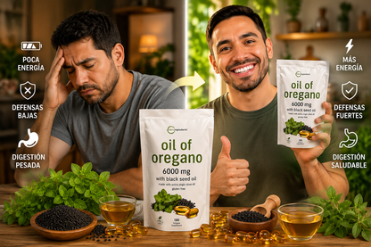 Aceite de Orégano y Semilla Negra – Energía Natural y Apoyo Inmunológico(180 Cápsulas)