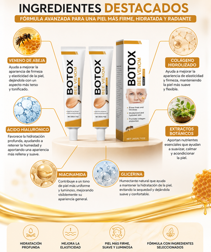 CREMA DE BOTOX VENENO DE ABEJA 2X1 Reduce la Apariencia de Arrugas y Consigue una Piel Más Firme