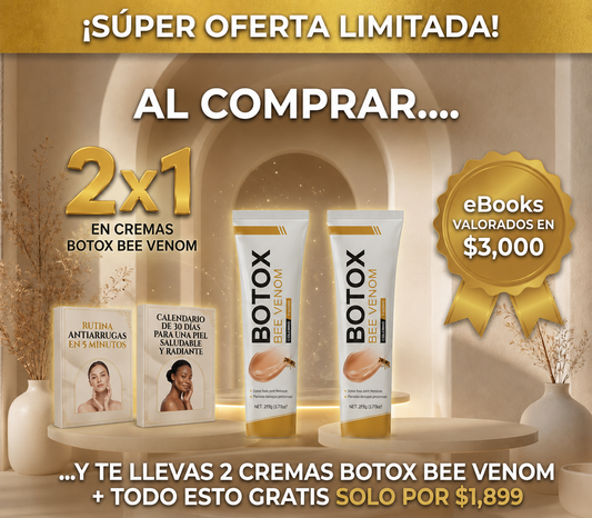 CREMA DE BOTOX VENENO DE ABEJA 2X1 Reduce la Apariencia de Arrugas y Consigue una Piel Más Firme
