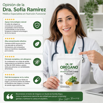 Aceite de Orégano y Semilla Negra – Energía Natural y Apoyo Inmunológico(180 Cápsulas)