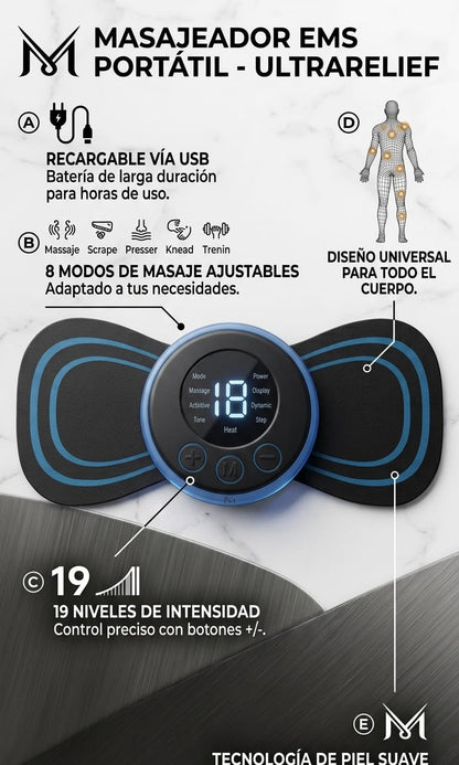 Masajeador EMS Portátil UltraRelief – Alivio Inteligente en la Palma de tu Mano