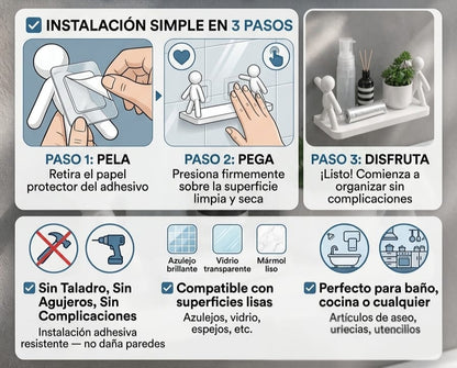 Organizador Adhesivo para Baño y Cocina — Sin Taladro, Sin Complicaciones